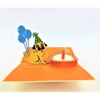 Handmade 3D Pop Up Birthday Card Pug Dog Happy Birthday Animal Pet, seasonal greetings for friend and family
